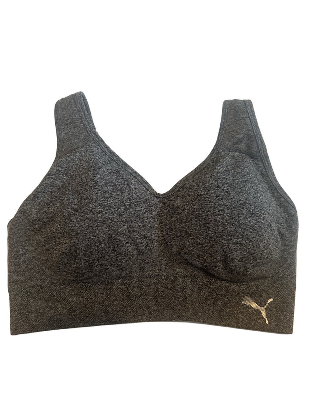 Medium Puma Gray Seamless V-Neck Sports Bra